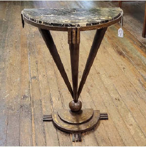 FRENCH IRON AND MARBLE TABLE