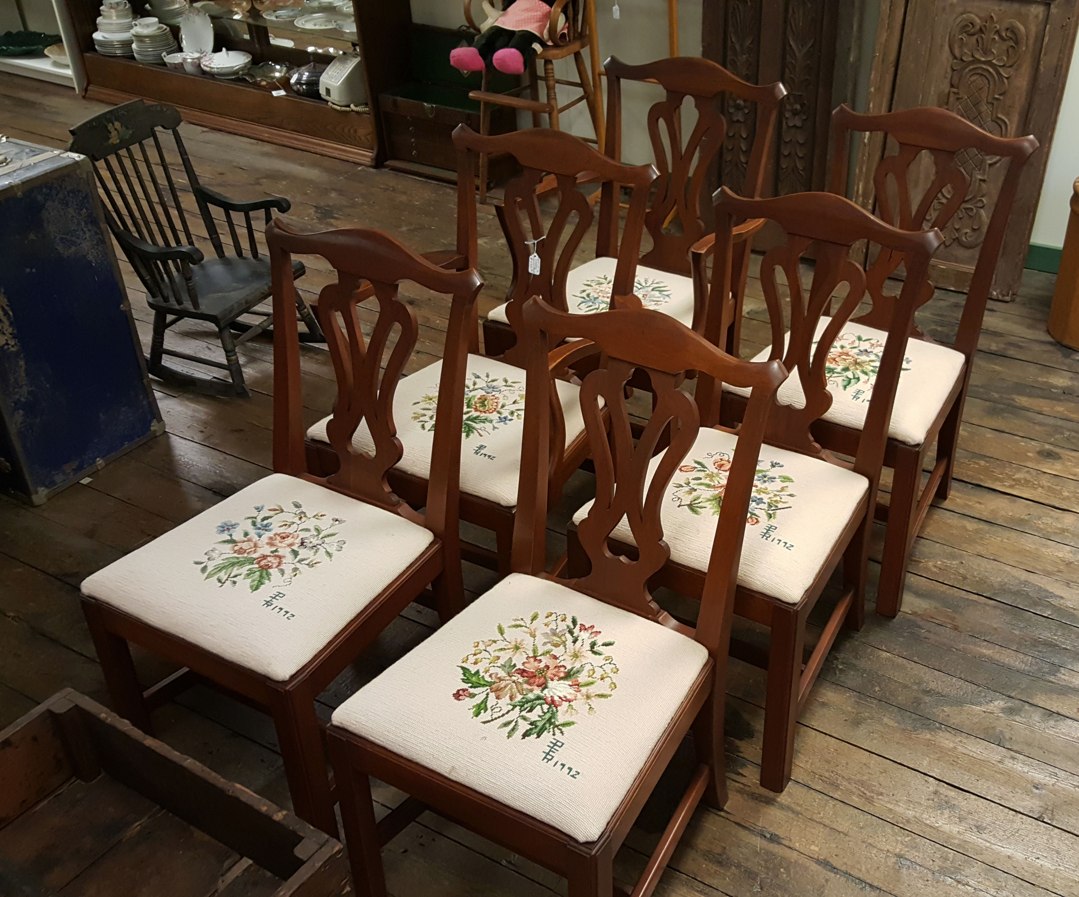 SET OF 6 CHERRY DINING CHAIRS