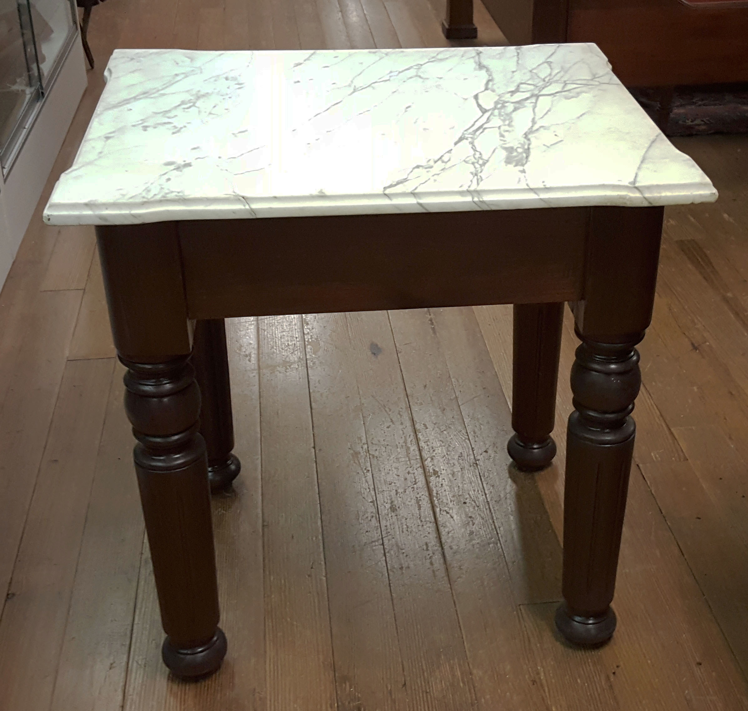 WALNUT MARBLE TOP SIDE TABLE