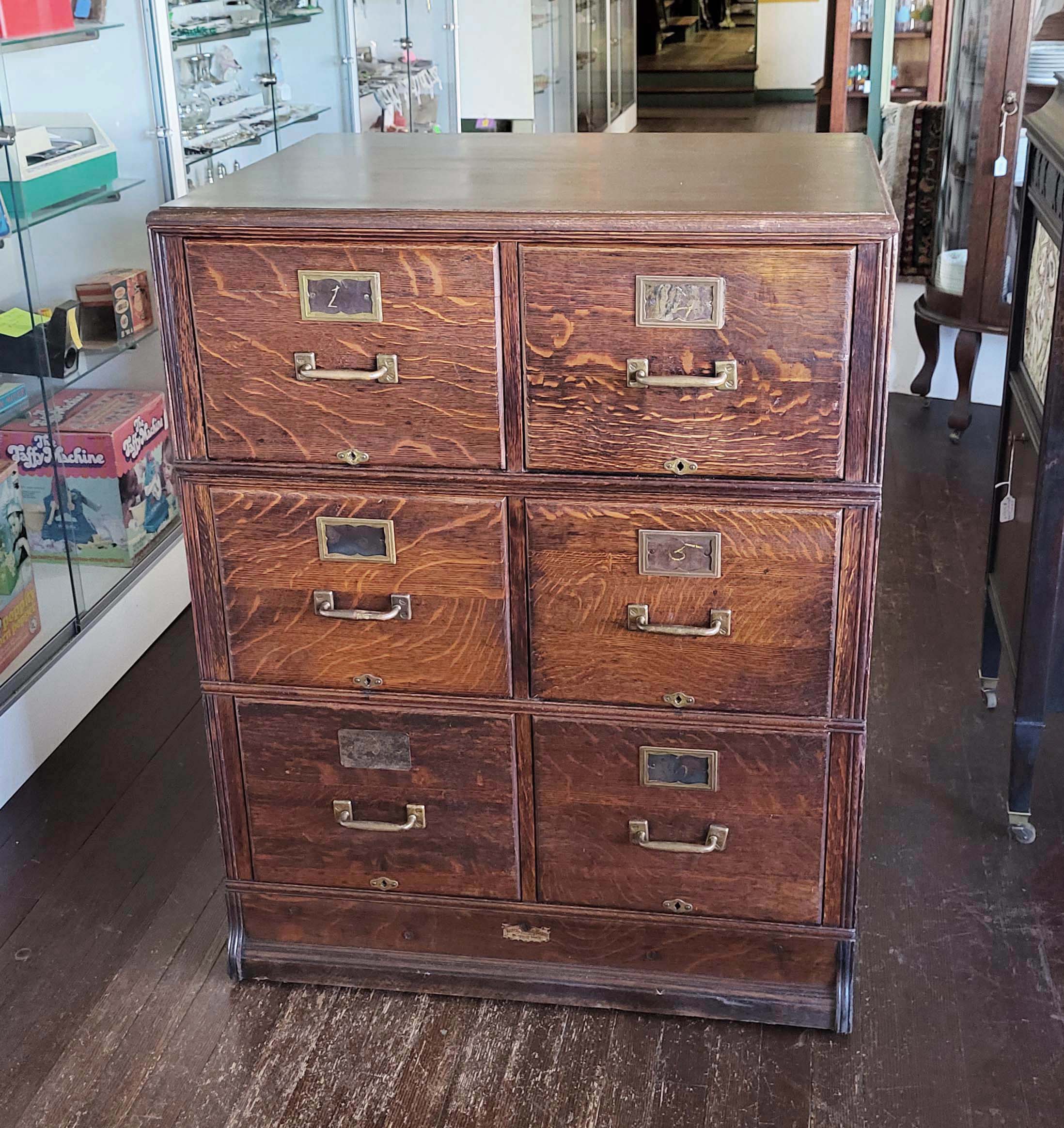 6 DRAWER OAK FILE CABINET