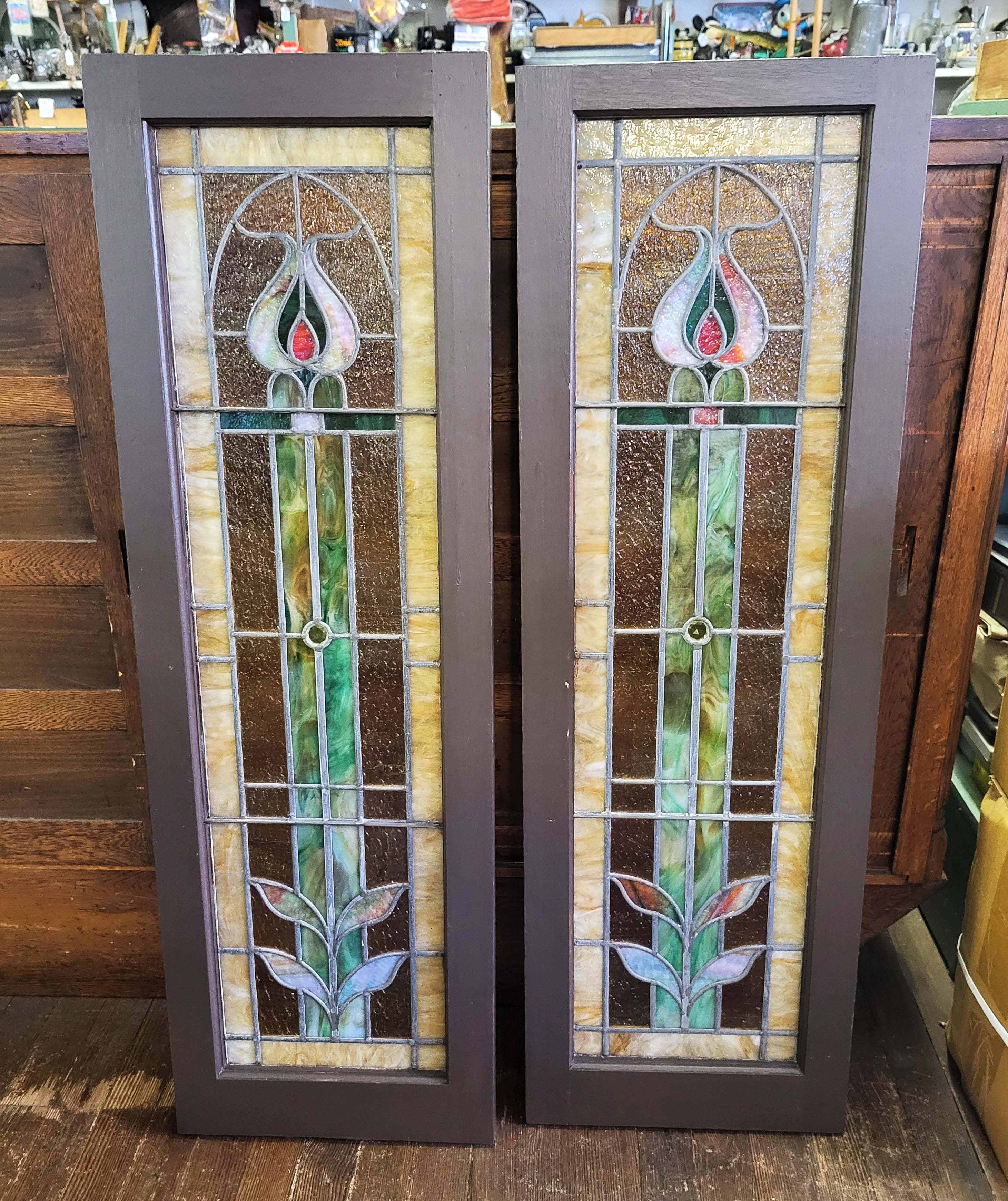 ANTIQUE STAINED GLASS PANELS