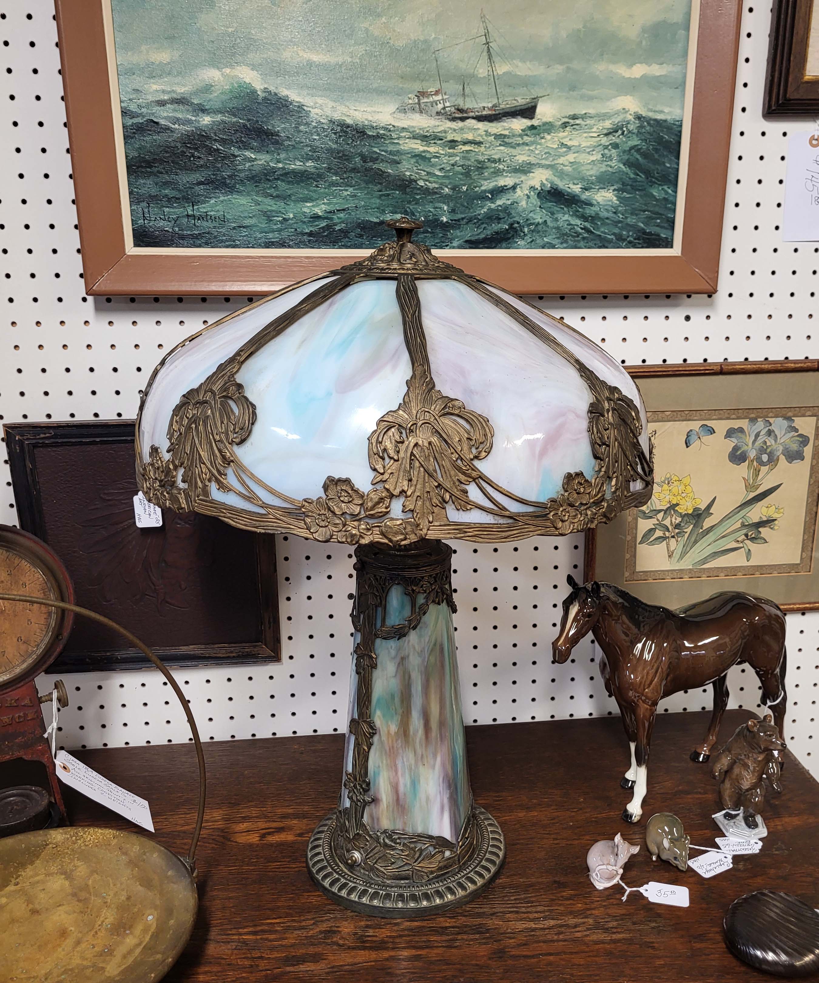 VICTORIAN SLAG GLASS LAMP