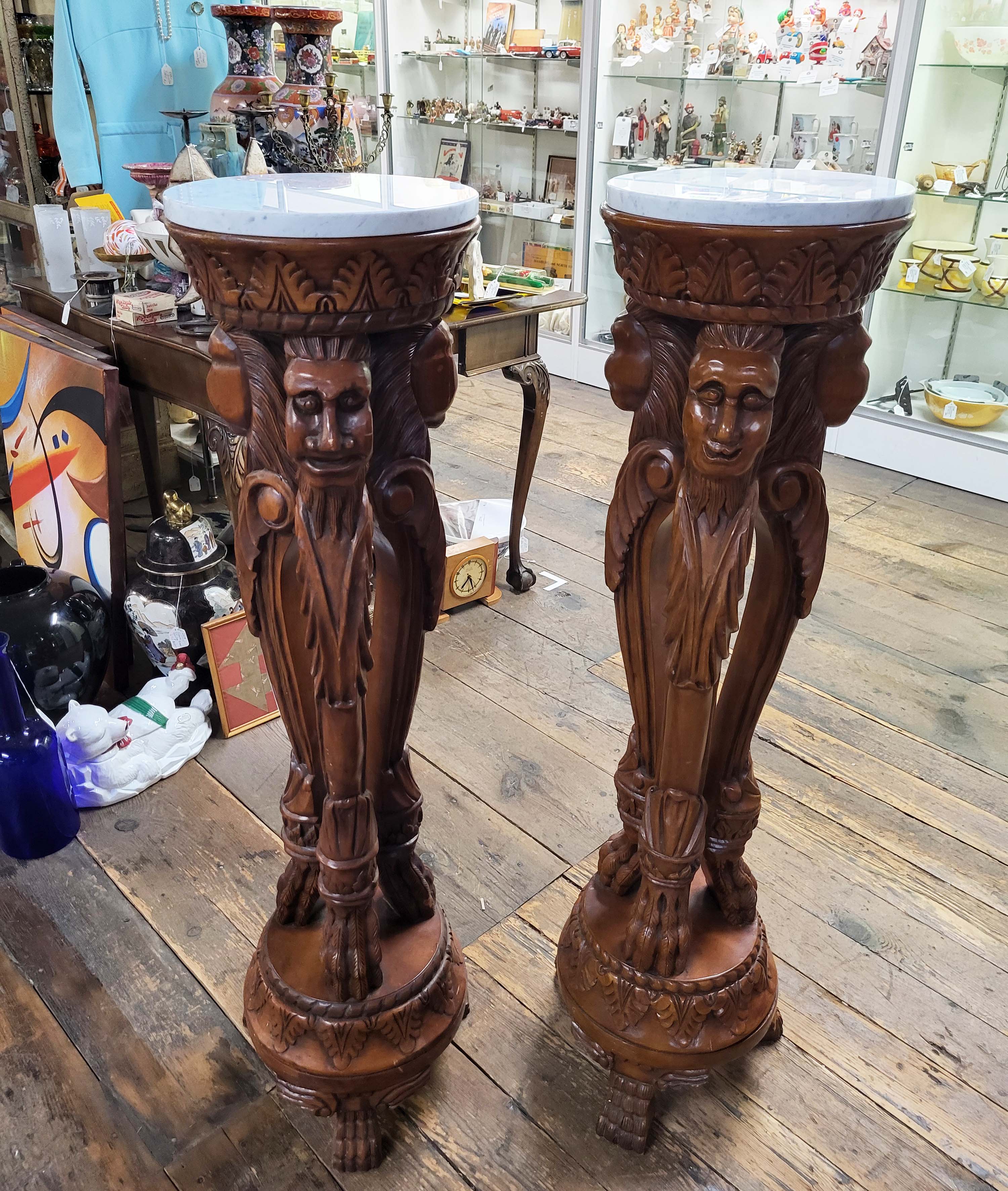 hawaiian carved pedestals