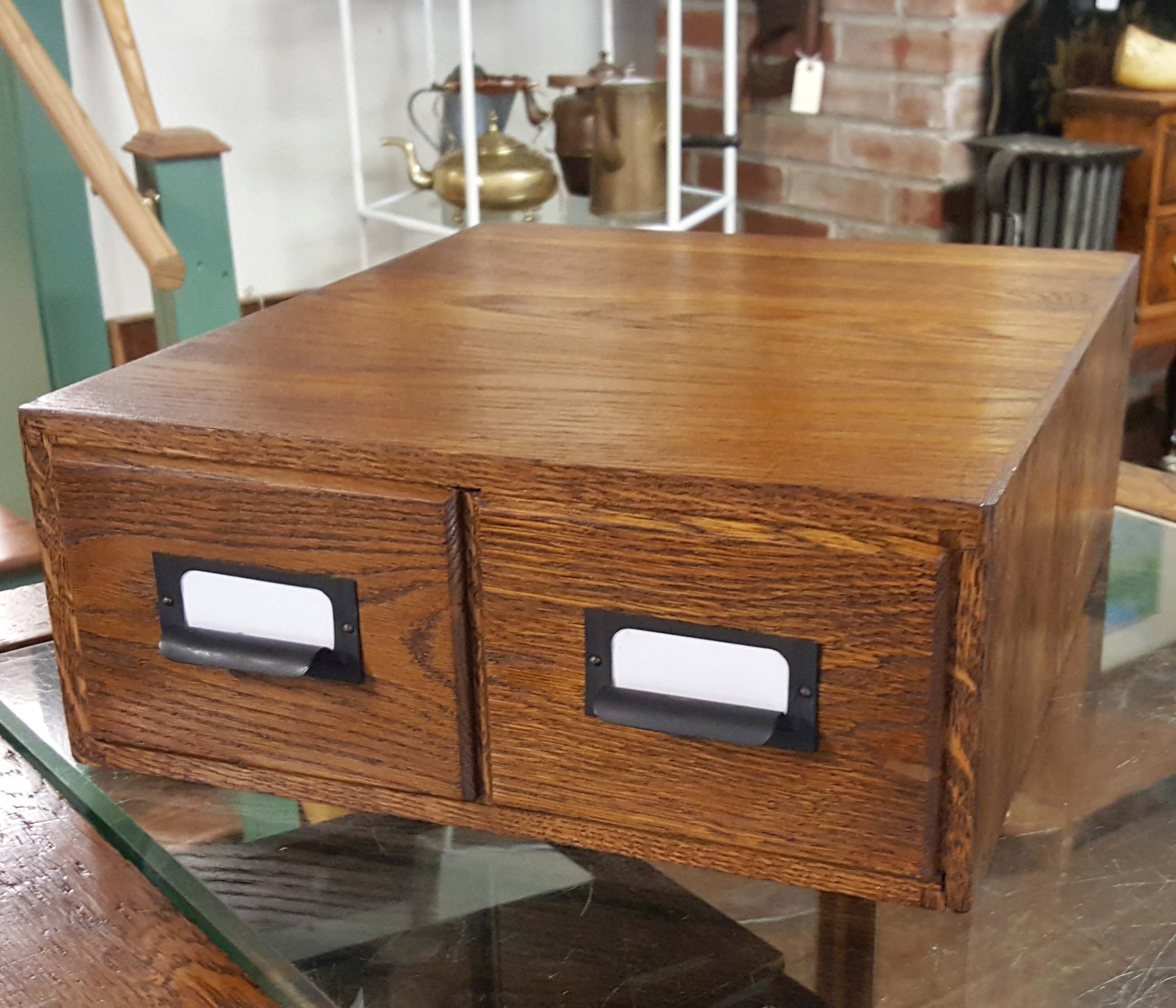 OAK CARD FILE CABINET