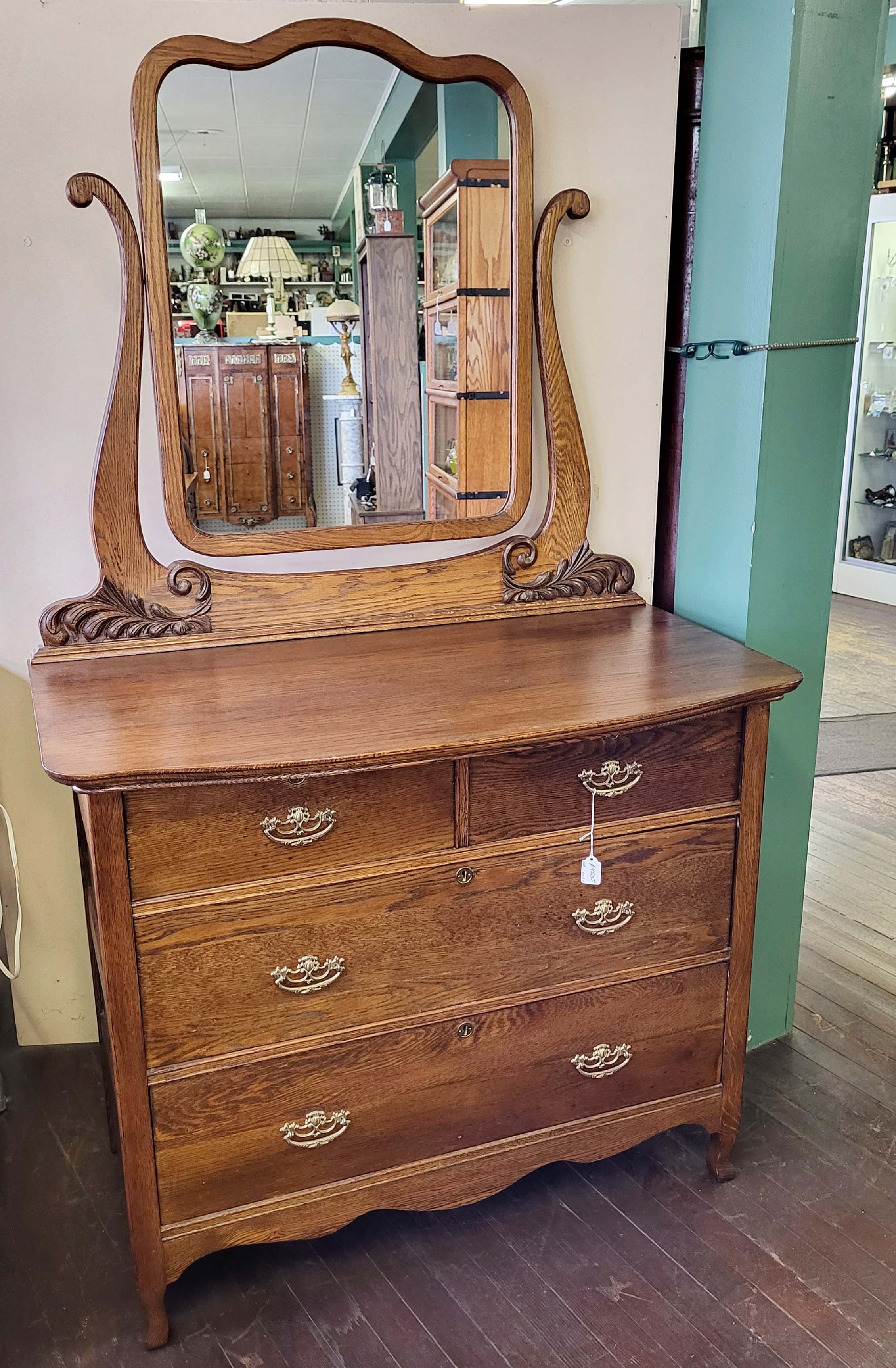 OAK DRESSER WITH MIRROR